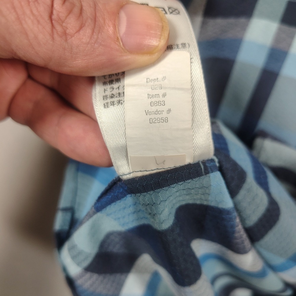 Eddie Bauer Shirt Mens 2XL Blue Classic Fit Plaid Nylon Blend Short Sleeve - Picture 8 of 12